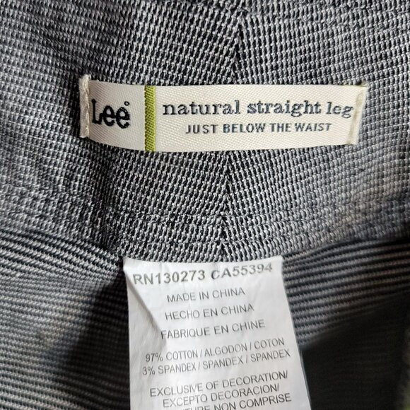 Lee Herringbone Pants Gray 18W Natural Straight Leg Just Below Waist Zip Button - Picture 7 of 8
